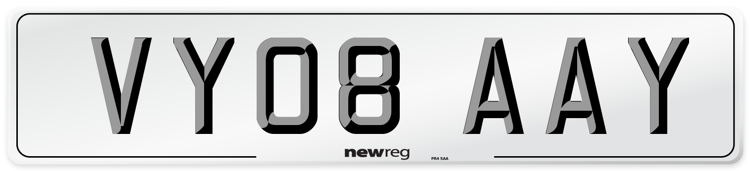VY08 AAY Number Plate from New Reg